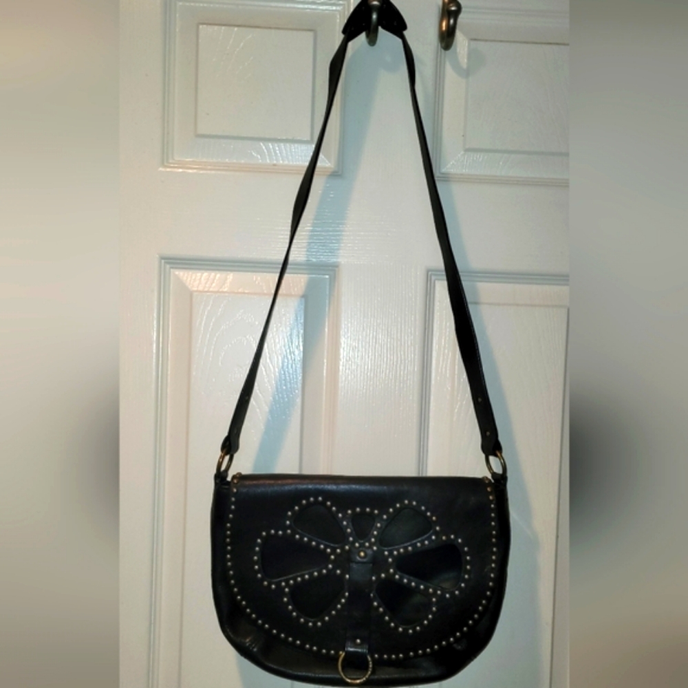 Michael Kors Vintage Black Studded Crossbody Messenger Bag